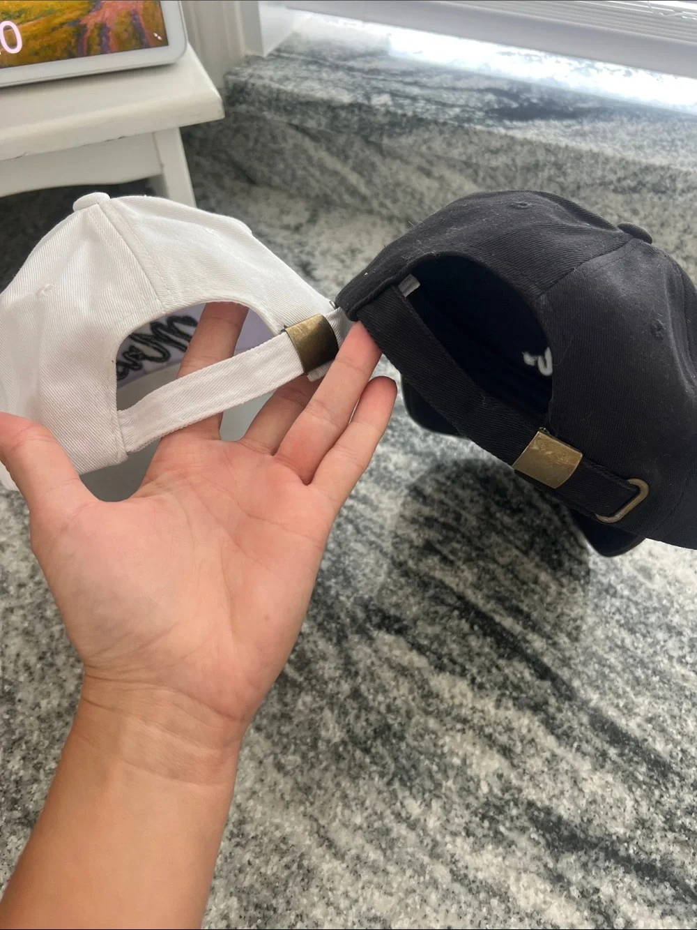 Mr. & Mrs. Embroidered Baseball Caps - Black & White